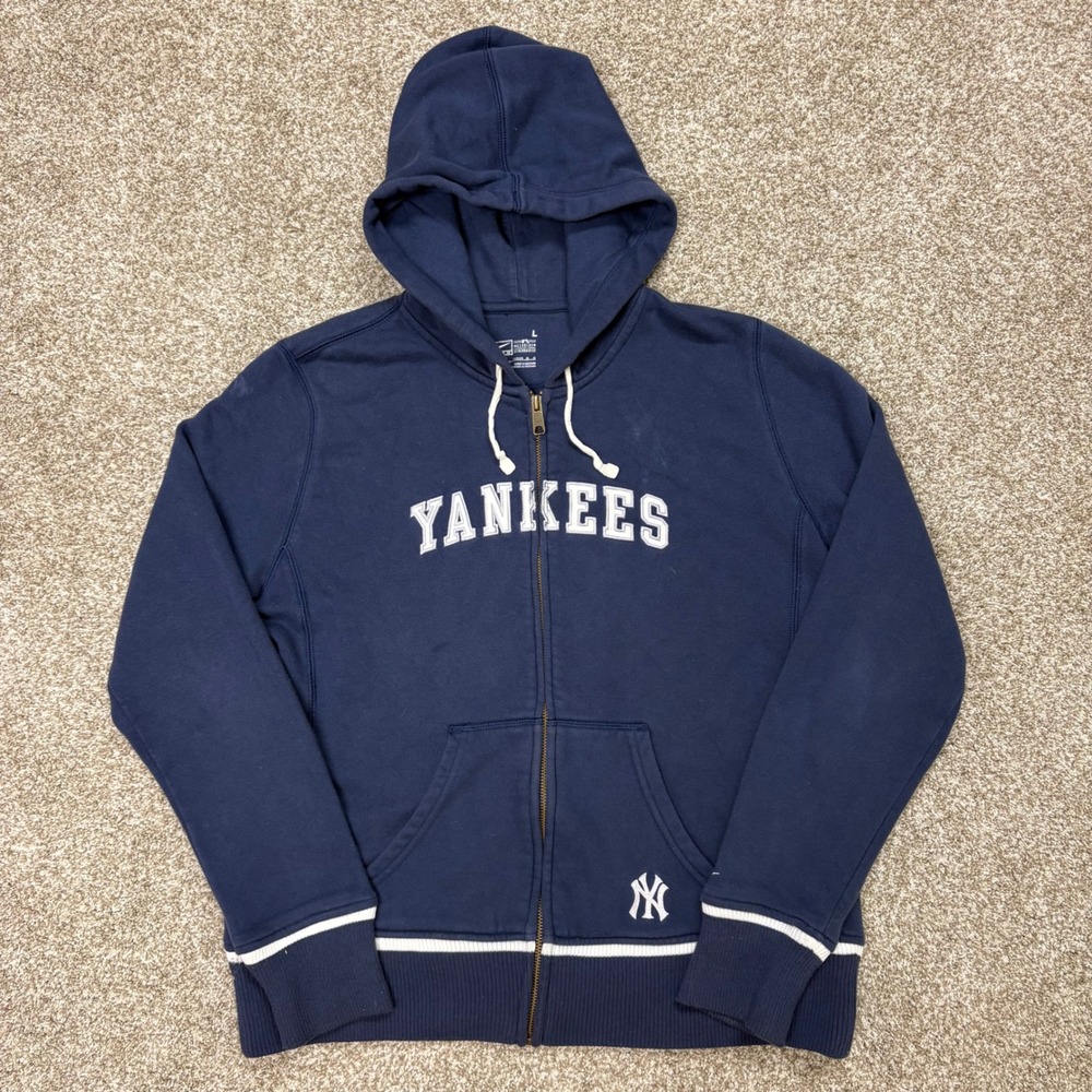 Vintage 90s Nike New York Yankees MLB Full Zip Hooded Sweatshirt Mens Large Navy